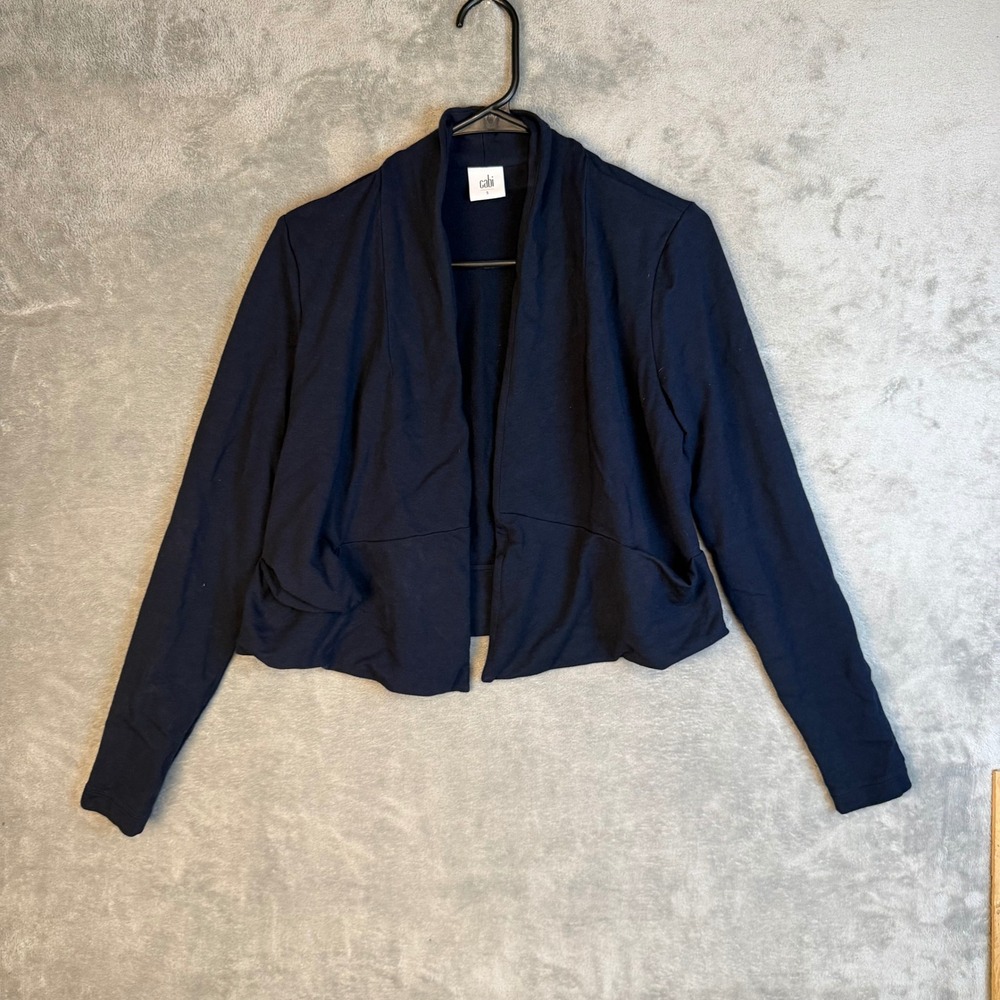 Cabi Cardigan Women S Cropped Open Front Navy Blue Knit Jacket EUC